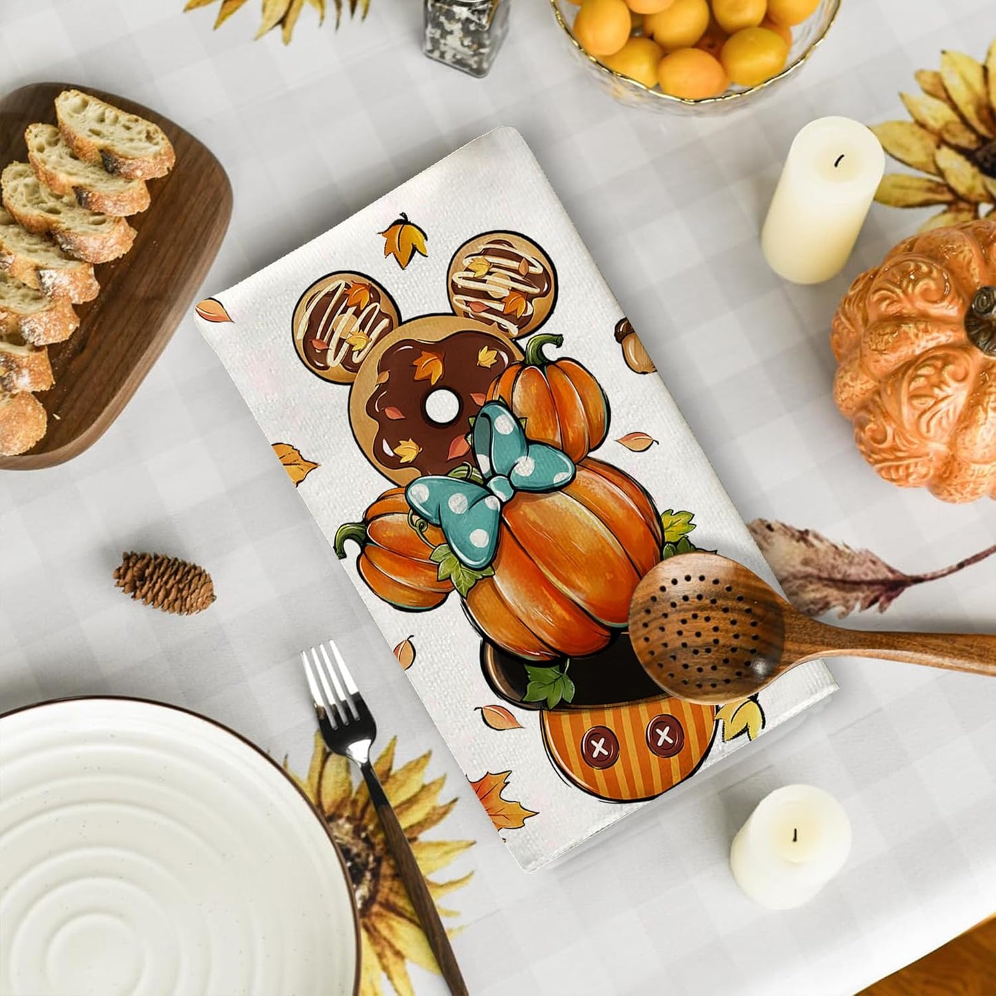 Set 4 Servilletas Cocina Otoño Estilo Calabaza