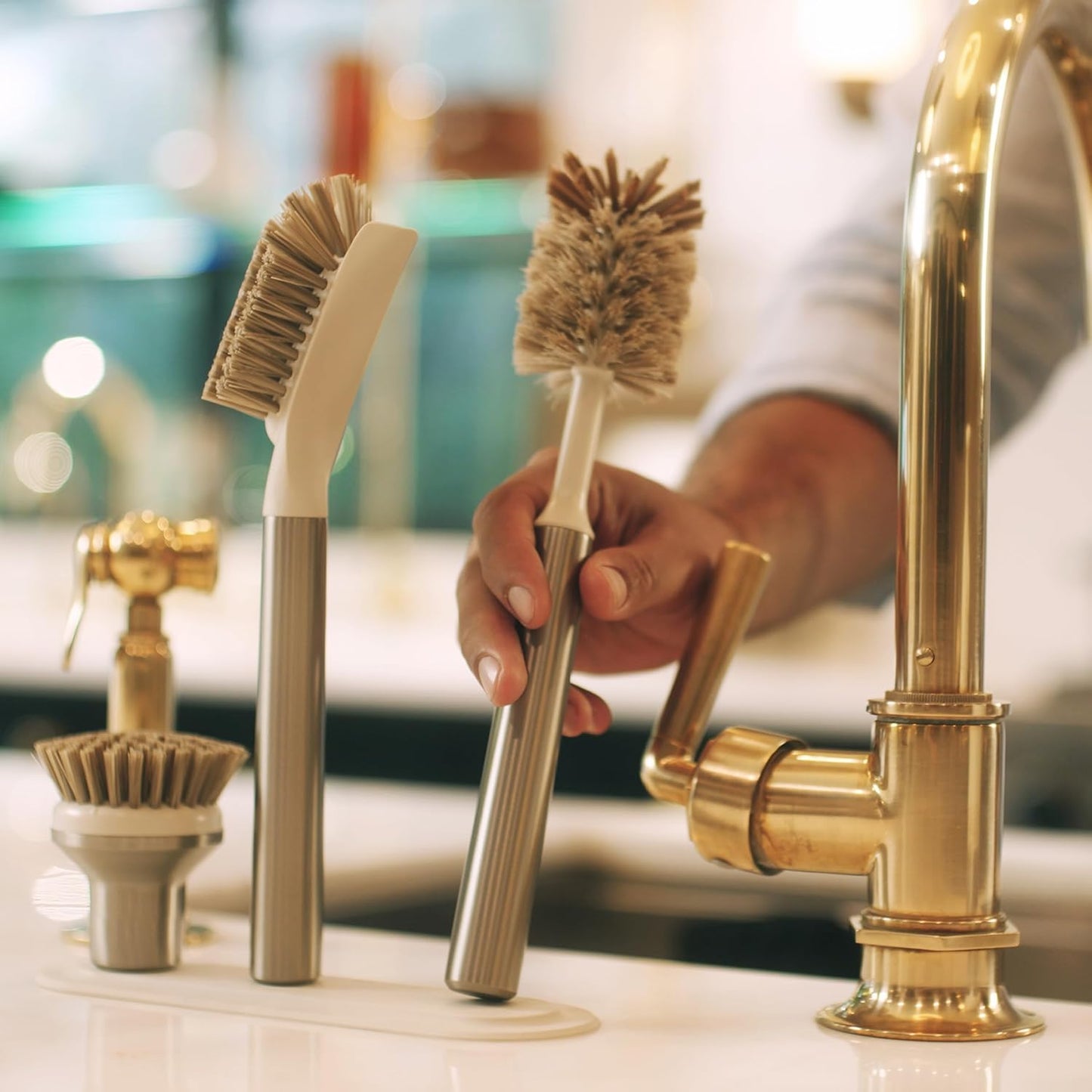Juego cepillos iónicos acero inox cabezales reemplazables bronce