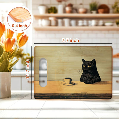 Tabla de cortar vintage de gato negro para cocina y barra de café