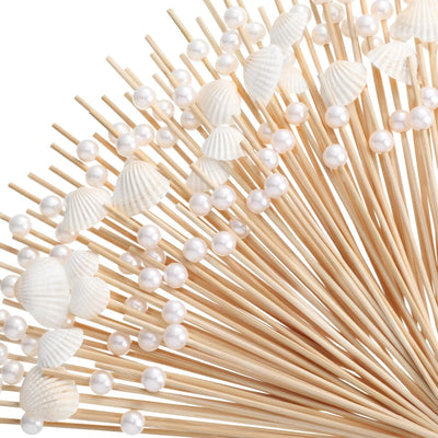 Palillos de cóctel de concha blanca Reallnaive para fiestas hawaianas