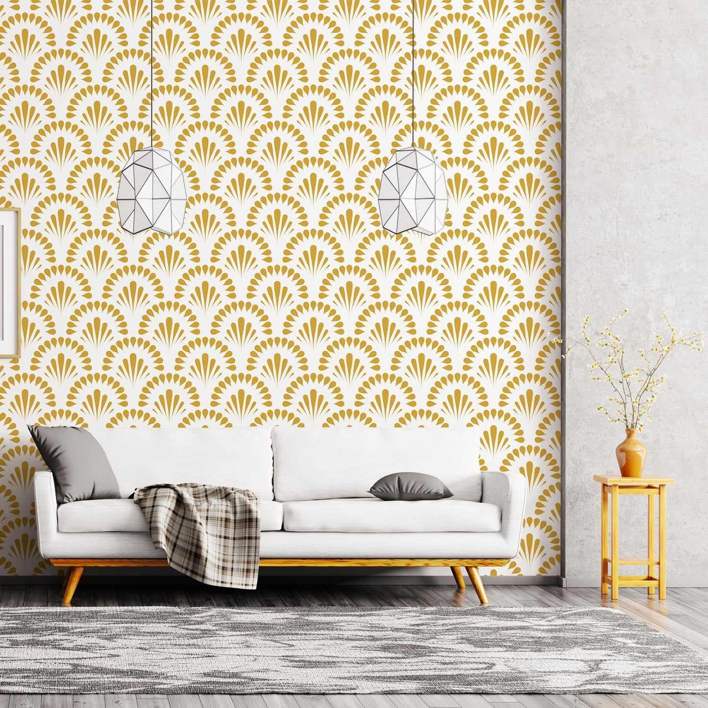 Papel tapiz adhesivo geométrico dorado para dormitorio