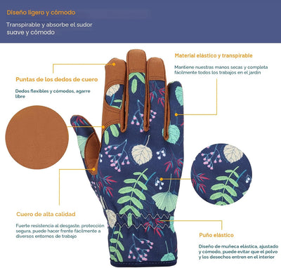 Guantes cuero jardinería mujer trabajo deshierbe excavación