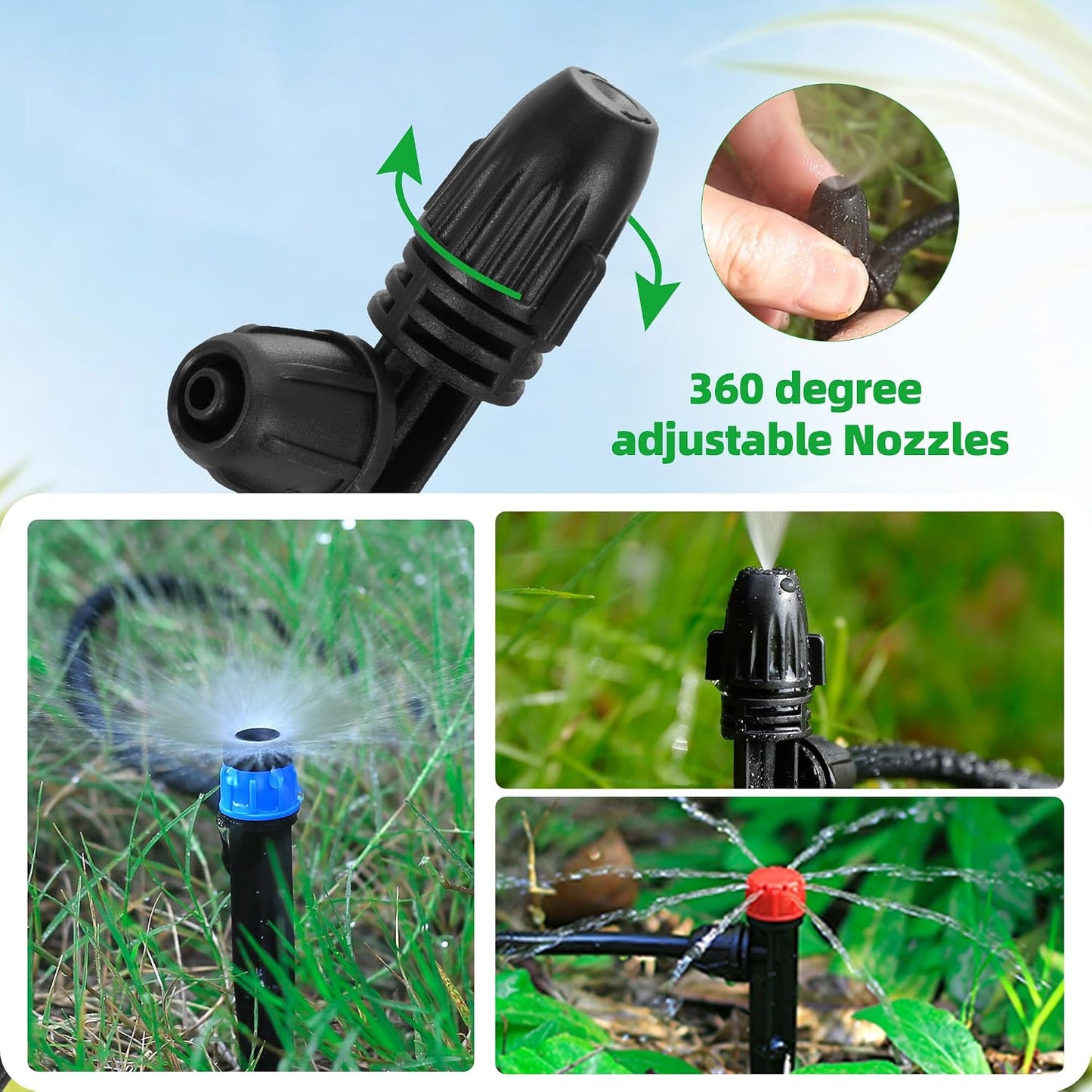 60 Emisores Riego Goteo 1/4pulg Ajustables 3 Boquillas