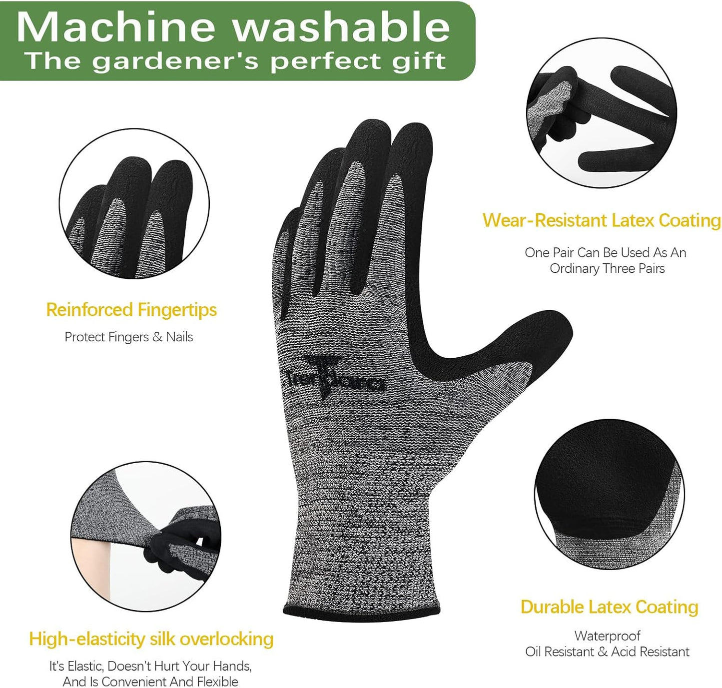 Guantes jardinería unisex látex transpirable