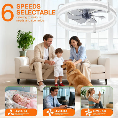 Ventilador techo LED 20pulg blanco motor CC reversible