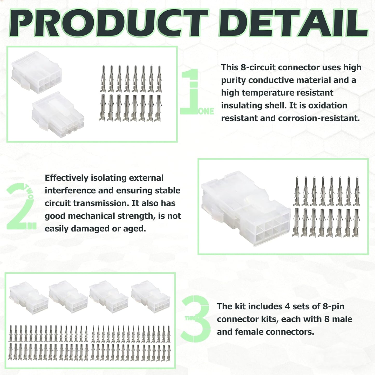 Kit conectores 8 pines comp Molex 18-24 AWG