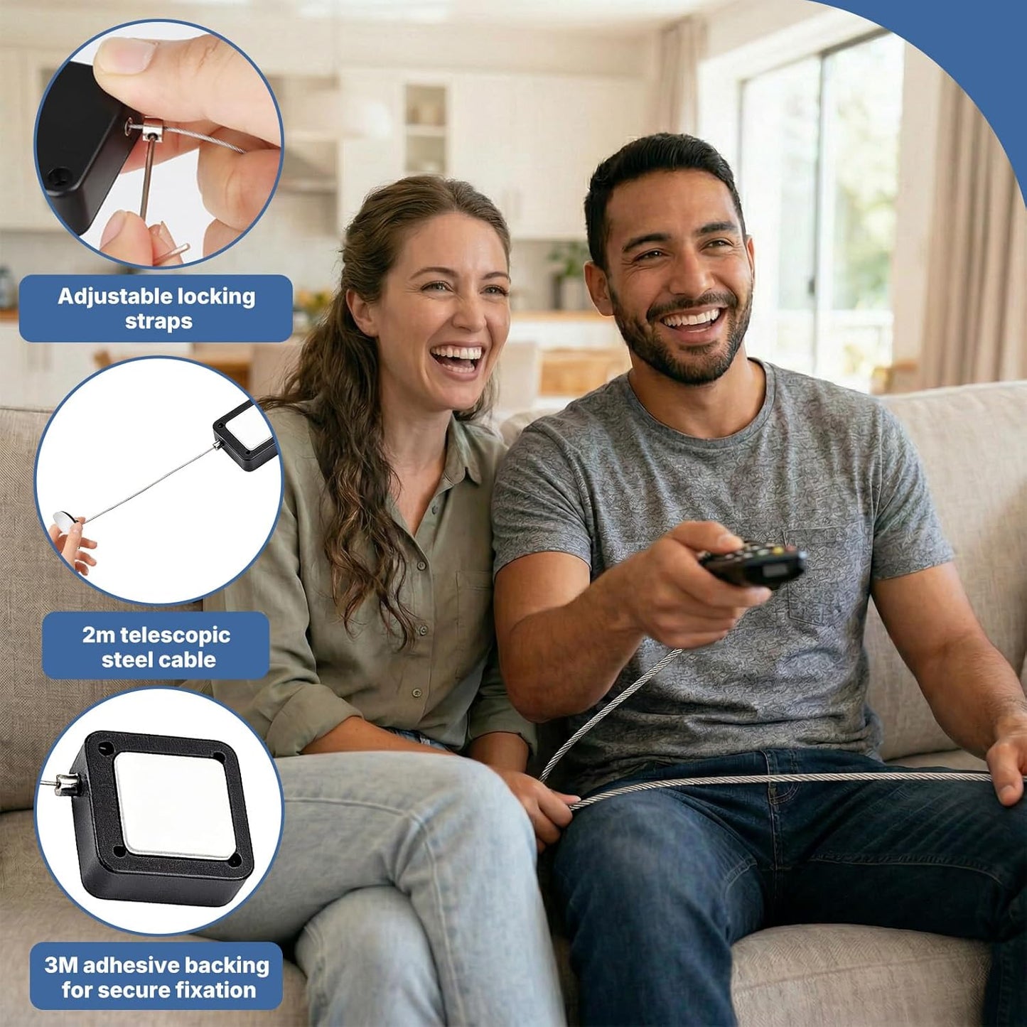 Cerraduras retráctiles 6.5pulg ajustables para TV y oficina 2 Pzas
