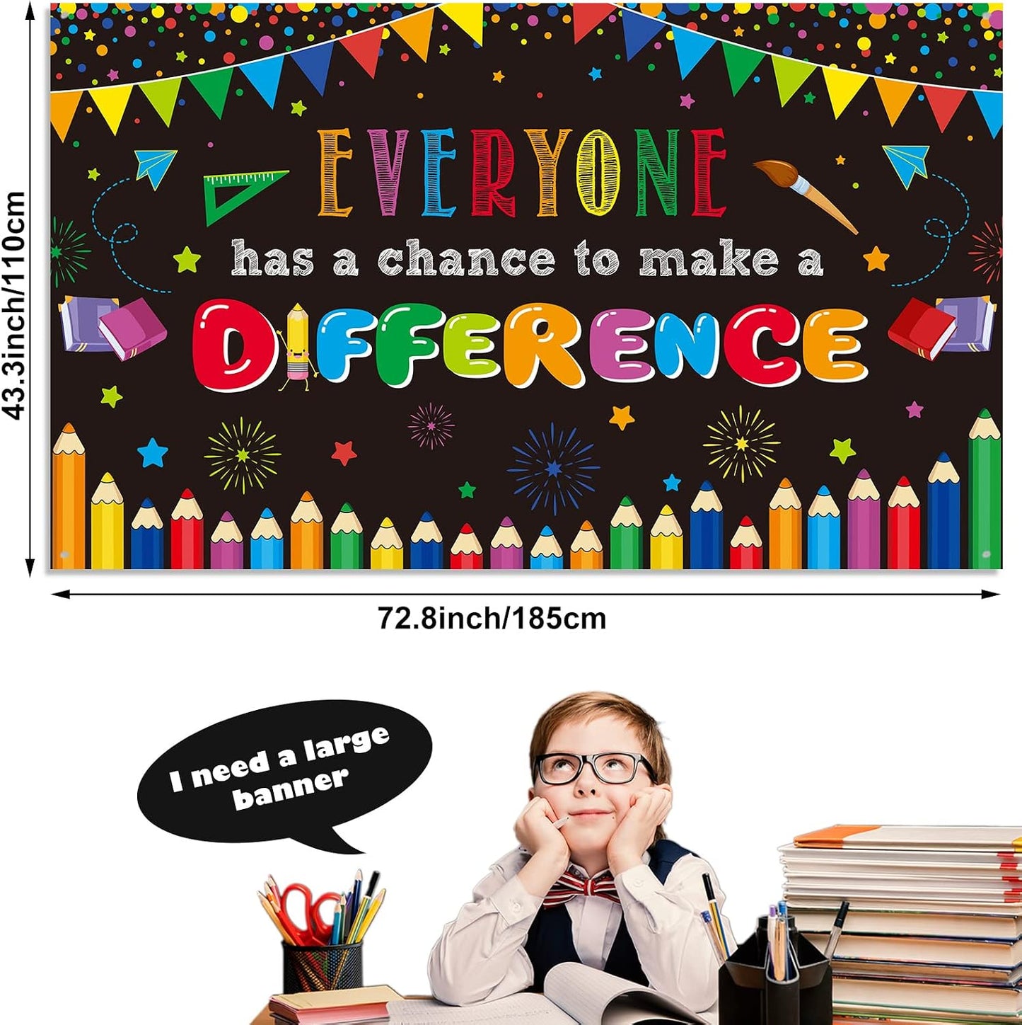 Telón de fondo motivacional para aula 72.8x43.3pulg