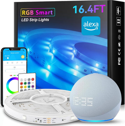 Tira luces LED RGB inteligente para dormitorio 16.4ft Alexa