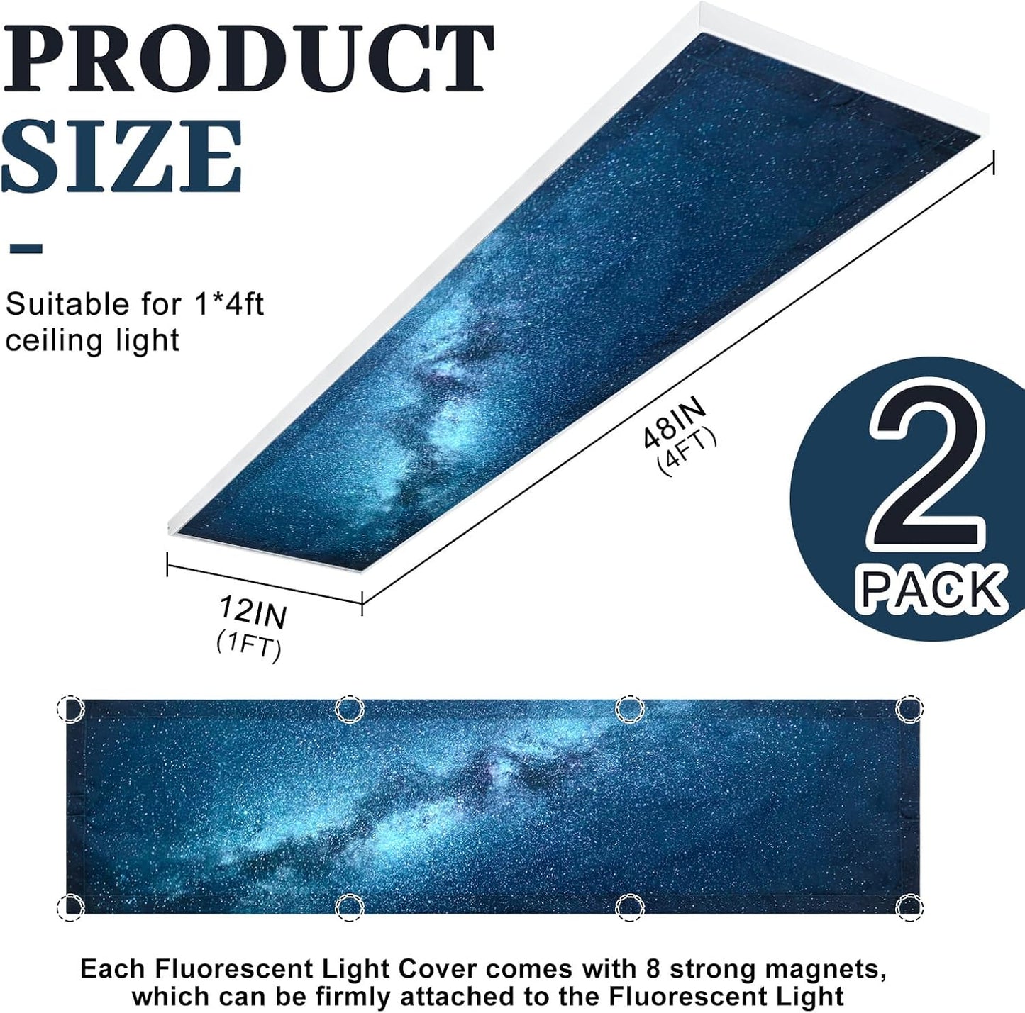 2 Cubiertas Fluorescentes Magnéticas 1x4pies para Luces Techo