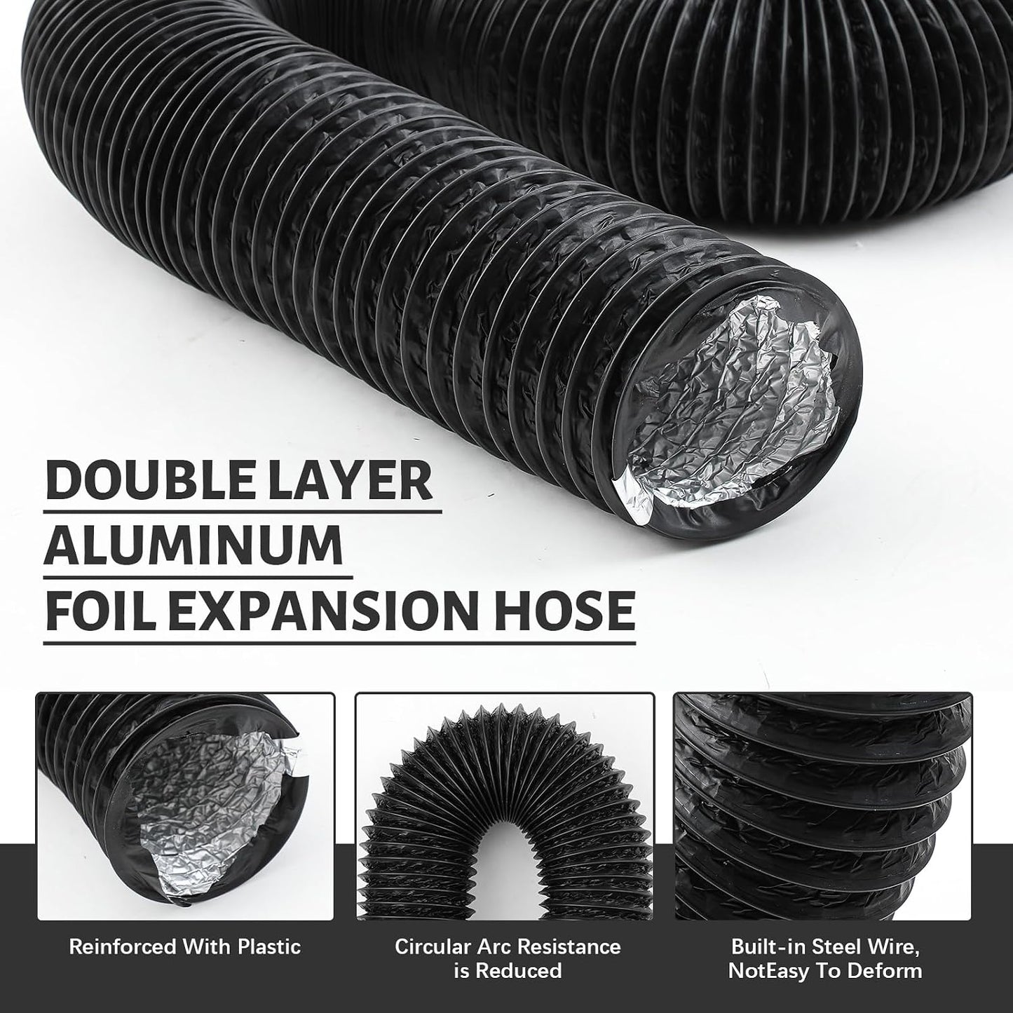 Manguera ventilación secadora 3pulg x16ft aluminio flexible