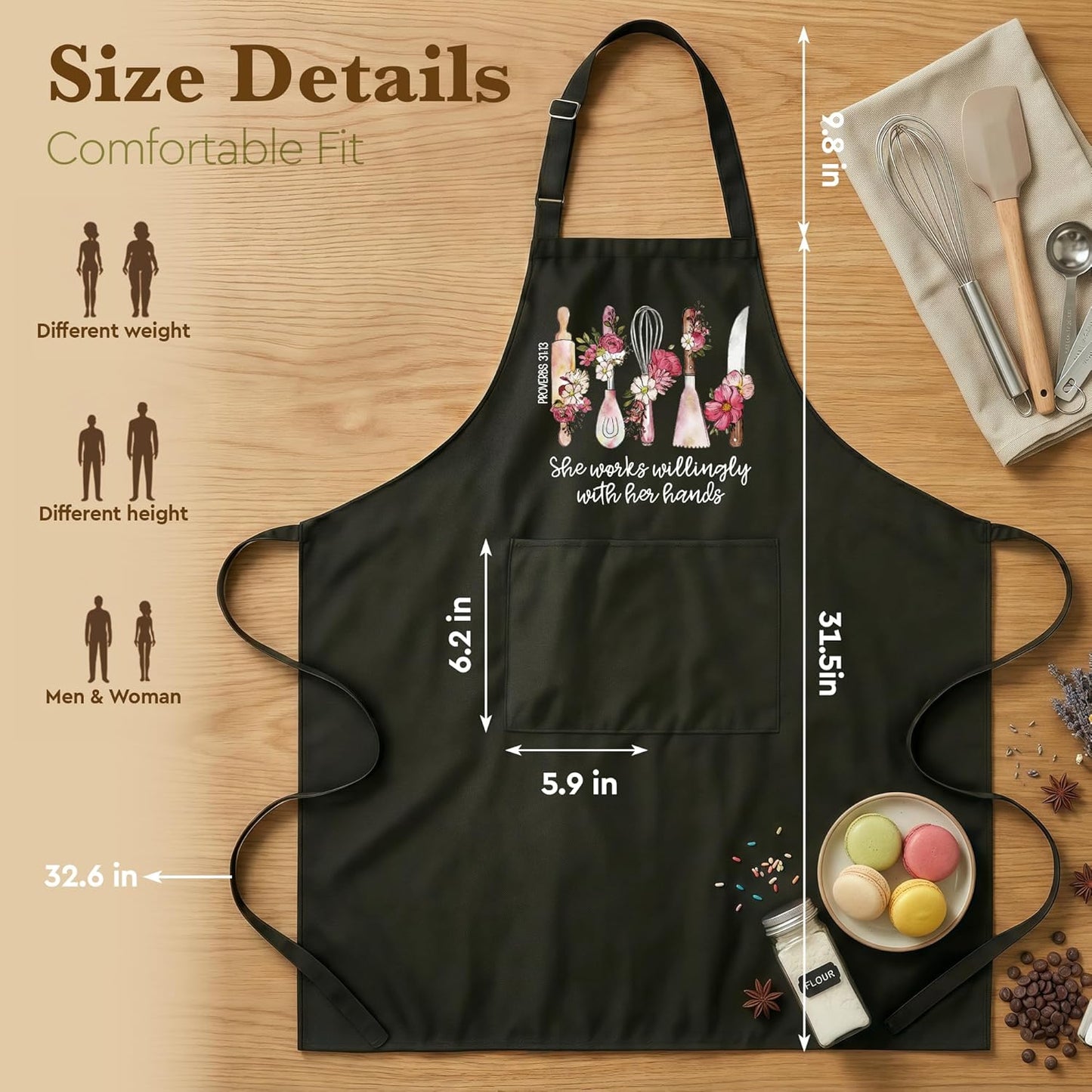 Delantal de cocina religioso para mujer cristiana