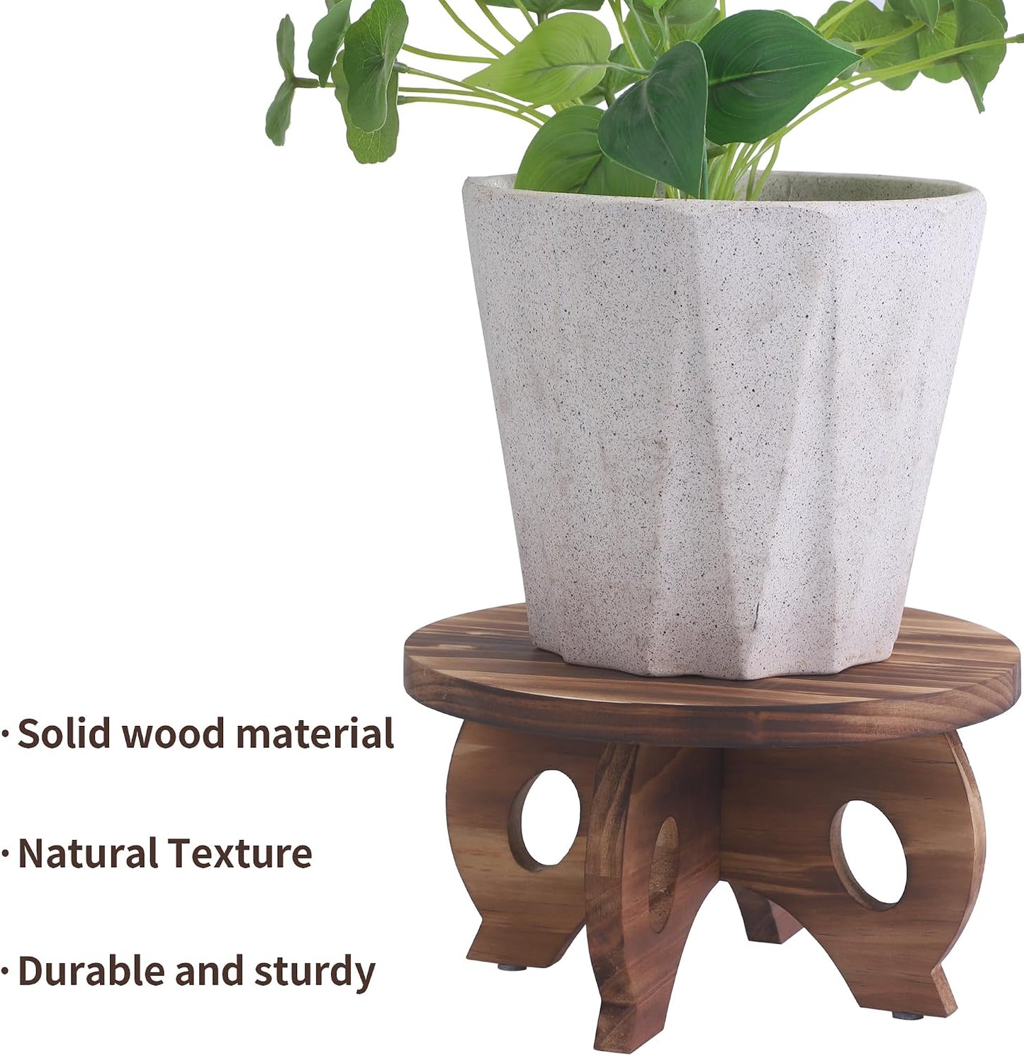 Soporte redondo para plantas madera estilo granja rústico
