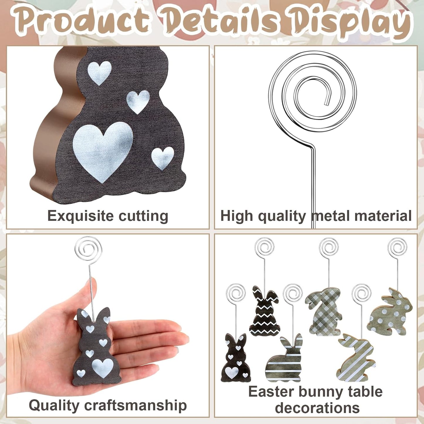 18 Pzas Conejitos Madera Decoración Mesa Rústica