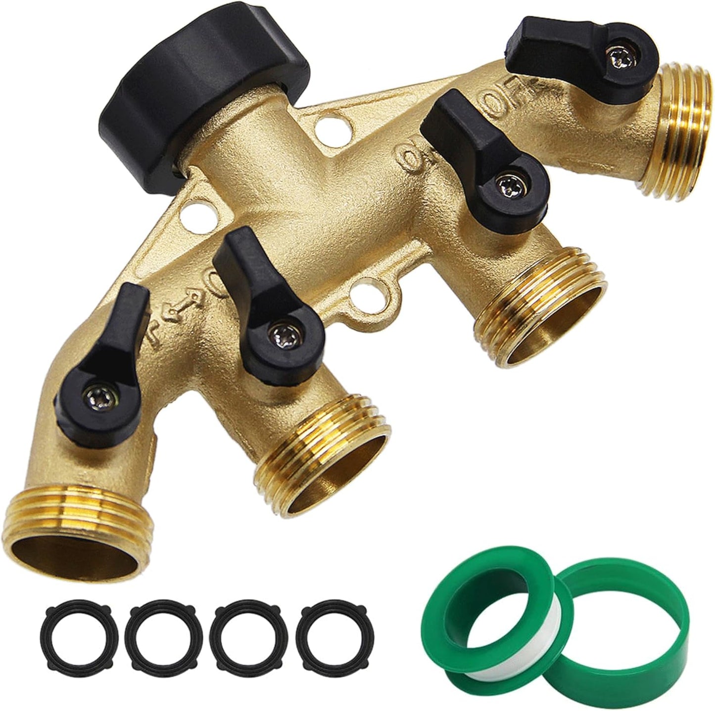 Divisor manguera latón 4 vías colector 3/4 adaptador jardín