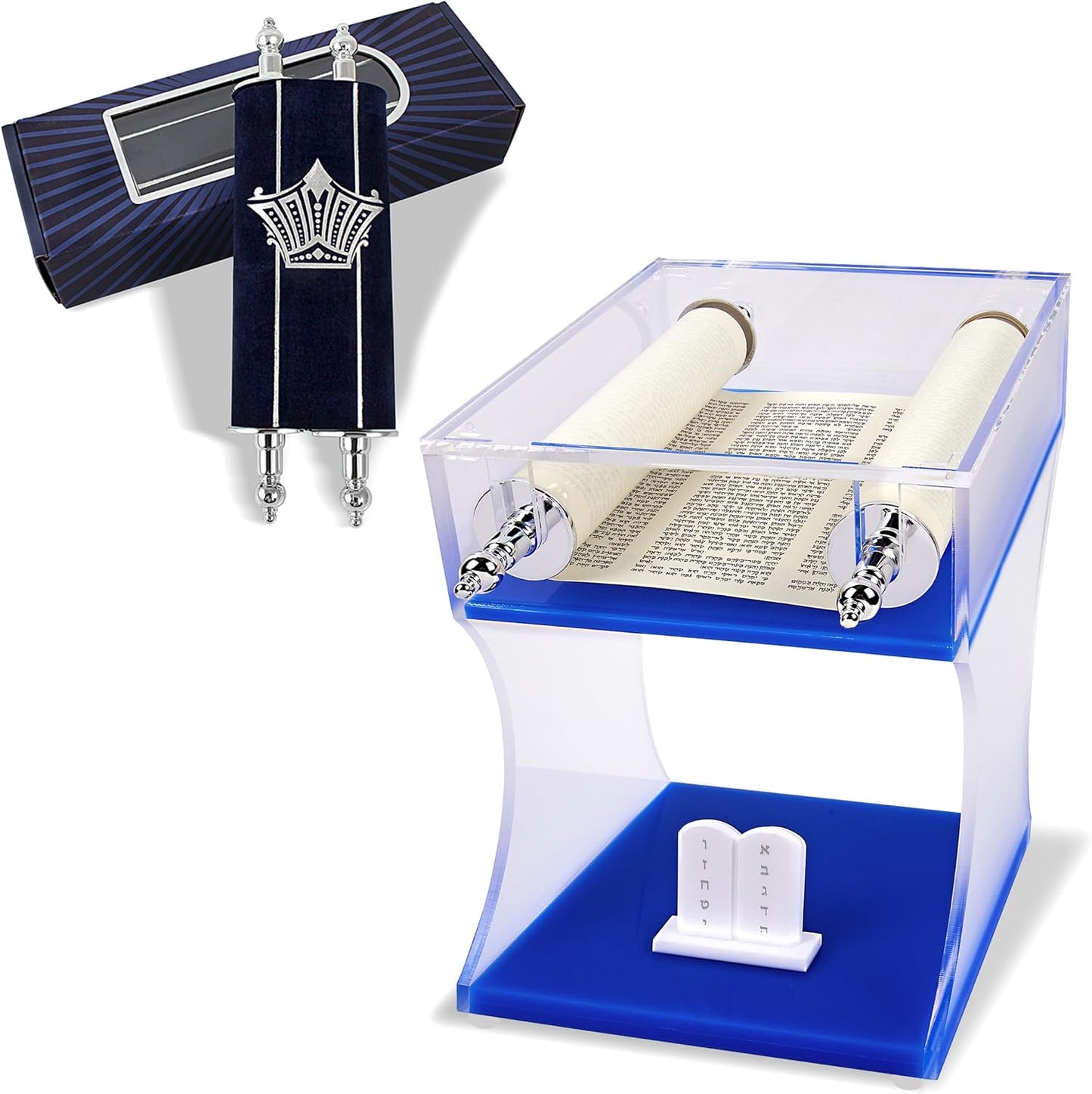 Mesa exhibición acrílico Torah Bimah con scroll 8pulg