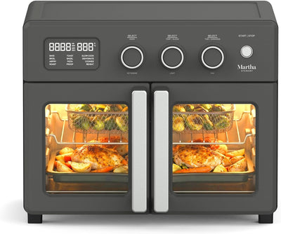 Combo horno tostador y freidora de aire Martha Stewart para puerta francesa, 12 en 1, hornear, asar, pizza de 12 pulgadas