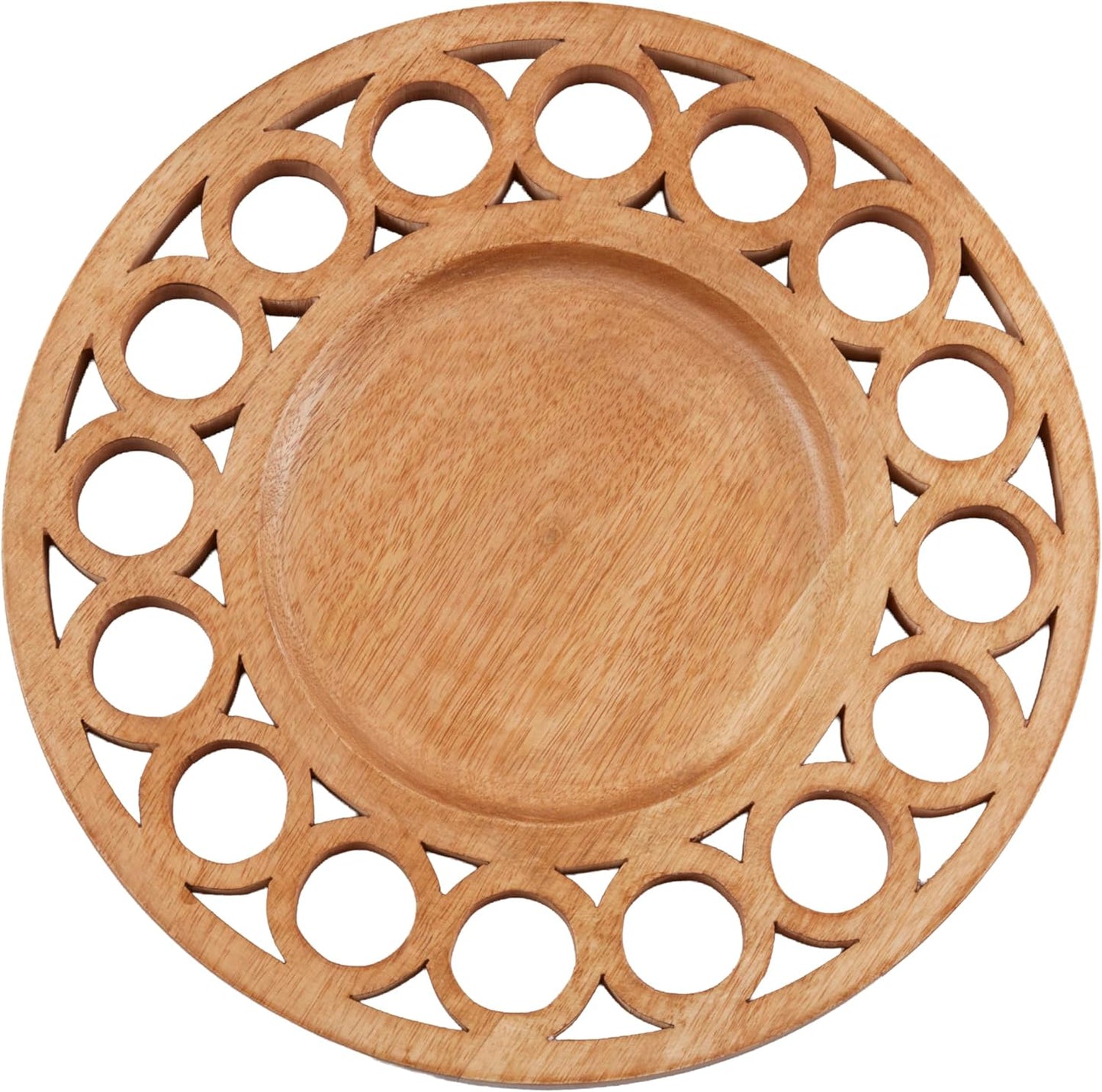 Bajos decorativos madera mango tallada set 4