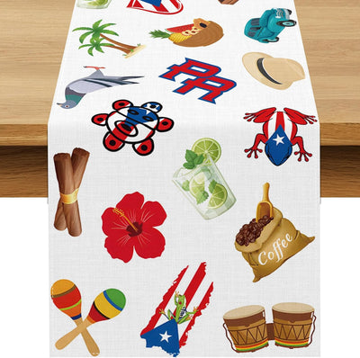 Camino de mesa Puerto Rico para fiesta cumpleaños día nacional 13x120
