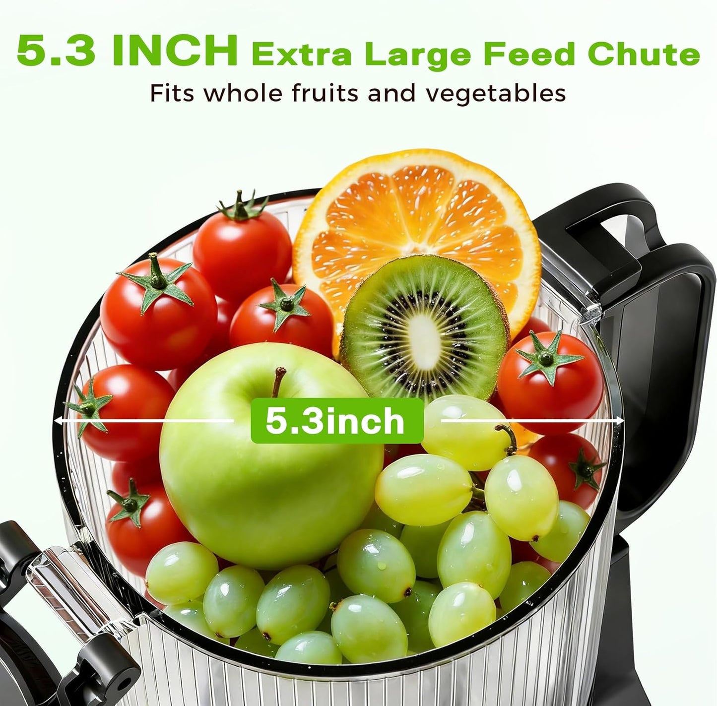 Exprimidor frío con canal 5.3pulg para frutas y verduras negro