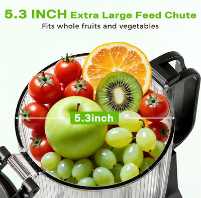 Exprimidor frío con canal 5.3pulg para frutas y verduras negro