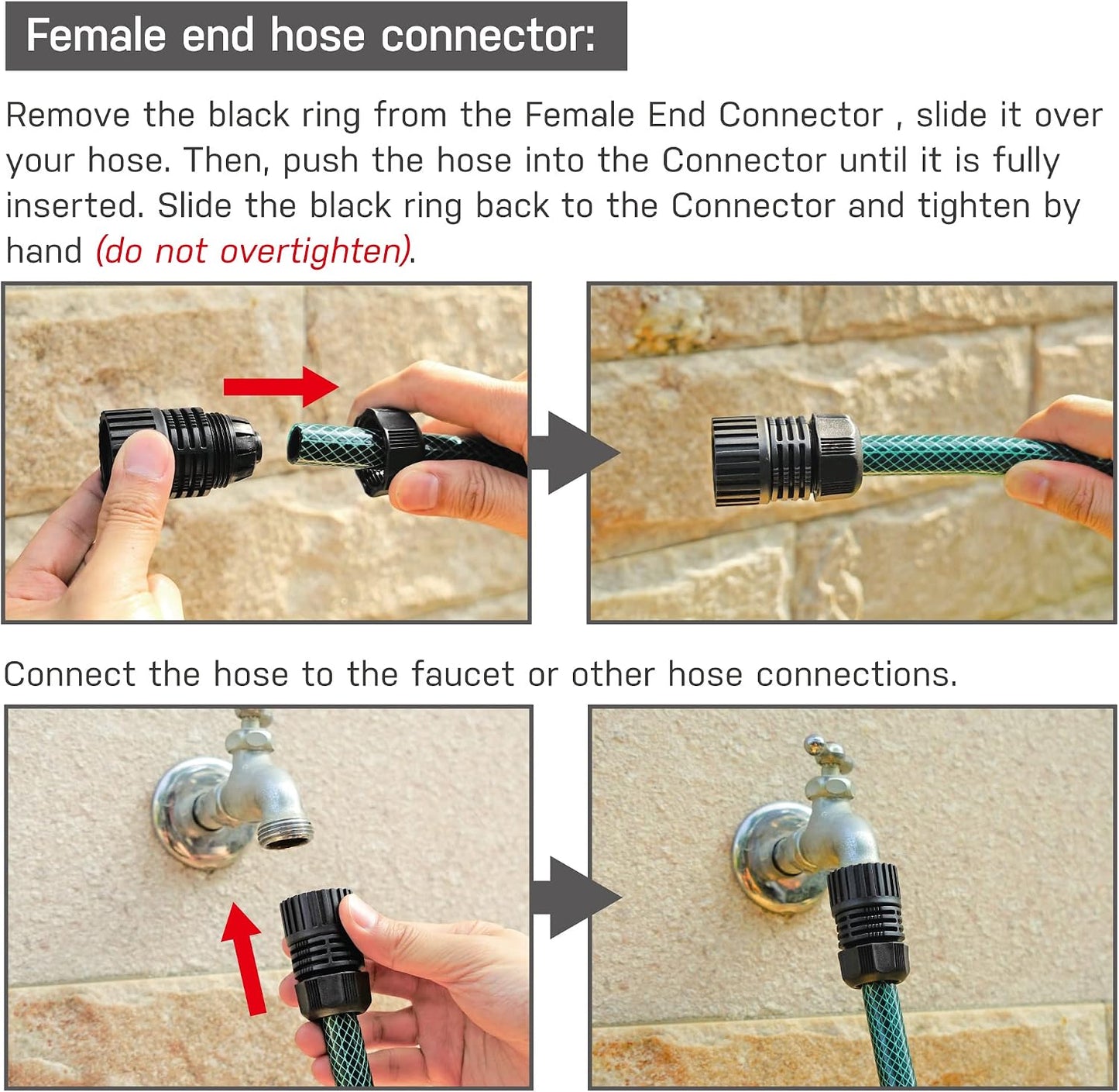 Conector manguera jardín y grifo set 10 pzas rojo negro