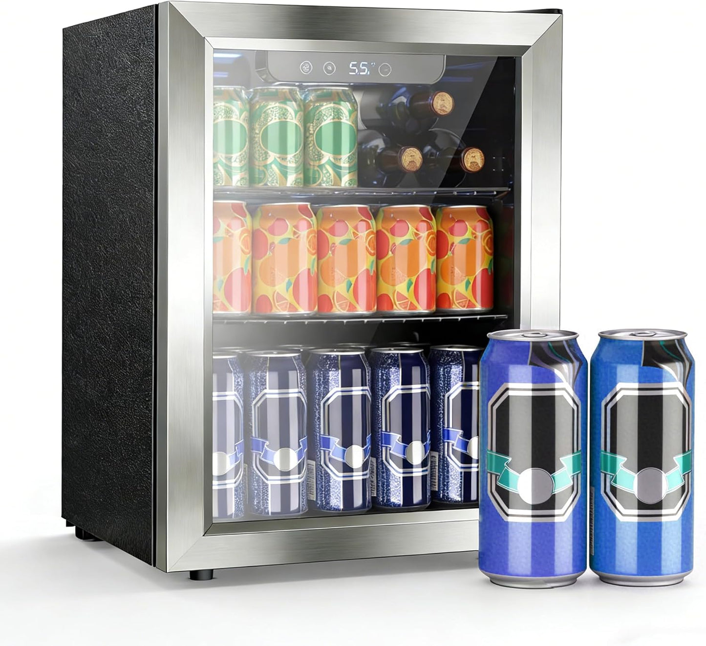 Mini refrigerador 1.7 pies cúbicos con puerta cristal y control LED