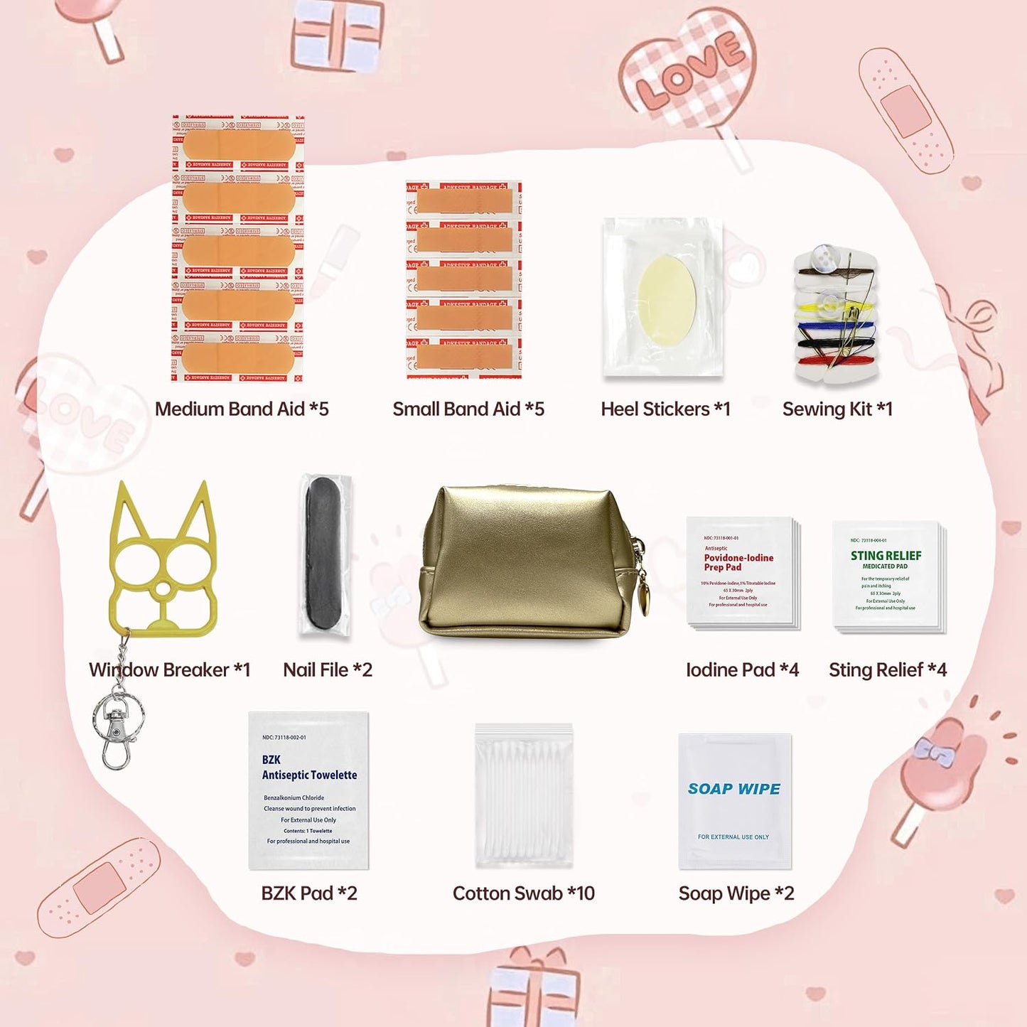 Kit embrague emergencia 27 artículos para mujer enfermera