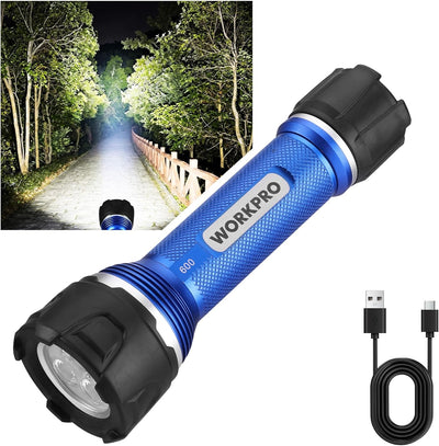Linterna recargable IPX7 aluminio 3 modos LED luz súper brillante