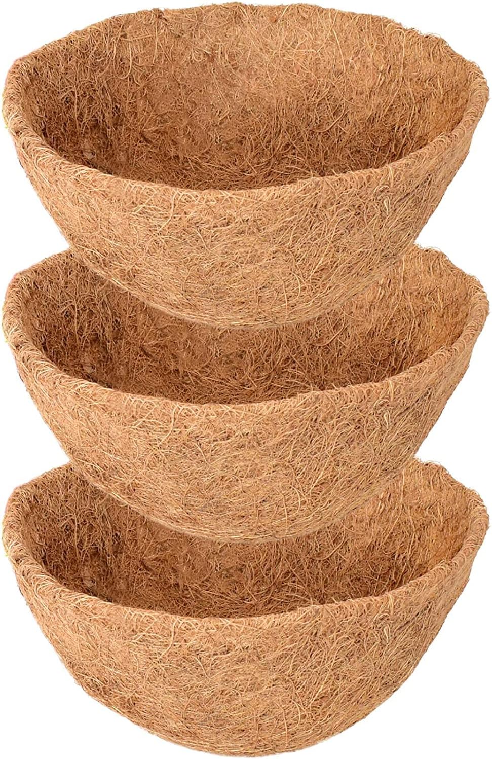 3 Pzas Cestas Colgantes 14pulg Fibra de Coco Redondas
