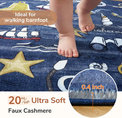 Alfombra náutica suave 5x7ft azul oscuro antideslizante