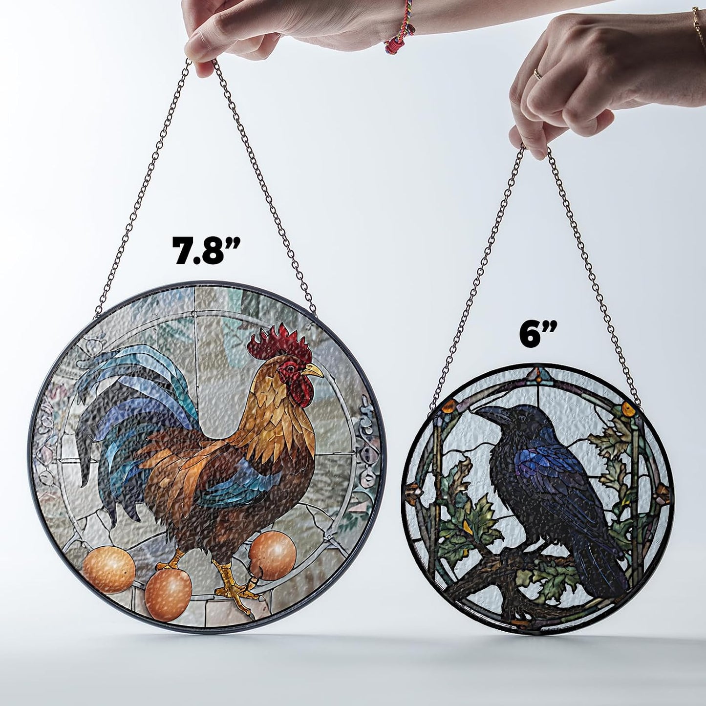 Atrapasoles cristal 6pulg gallo y huevos
