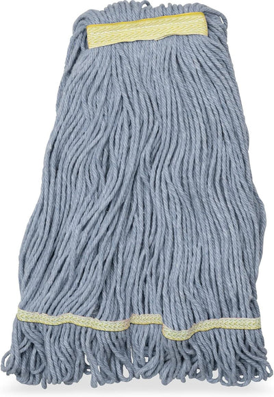 Cabezal trapeador algodón bucle banda amarilla 1pulg azul
