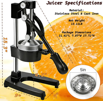 Exprimidor manual de hierro fundido para cítricos negro