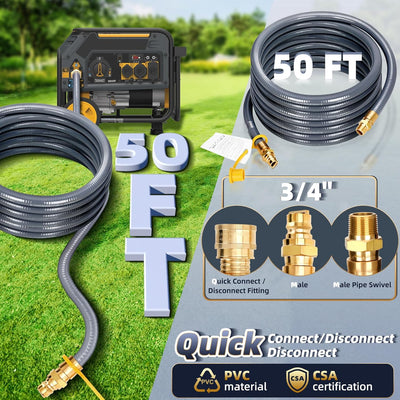 Manguera gas natural 3/4" 50ft con conexión rápida para generador