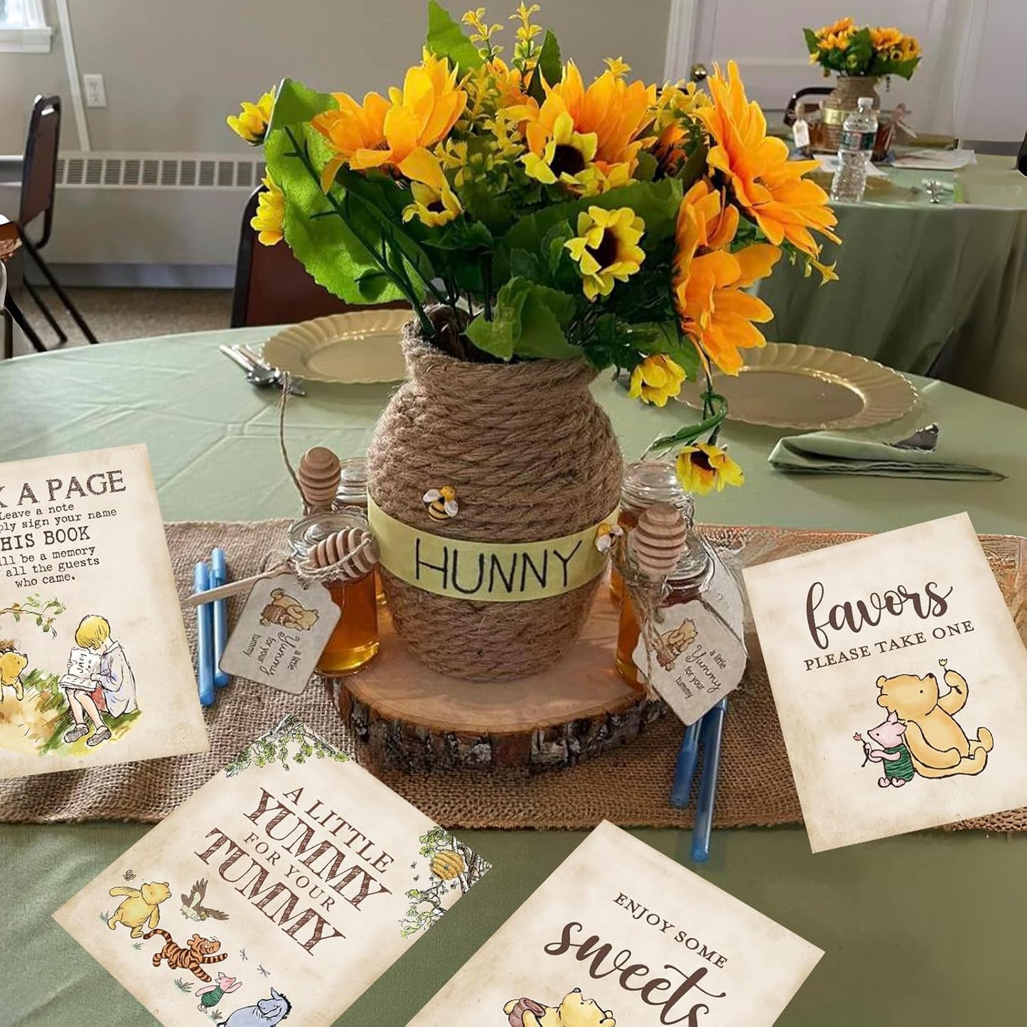 Letreros de mesa Winnie para baby shower 8x10 pulgadas