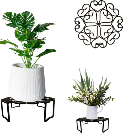 Soporte plantas 8pulg metal diseño pergamino decorativo jardín