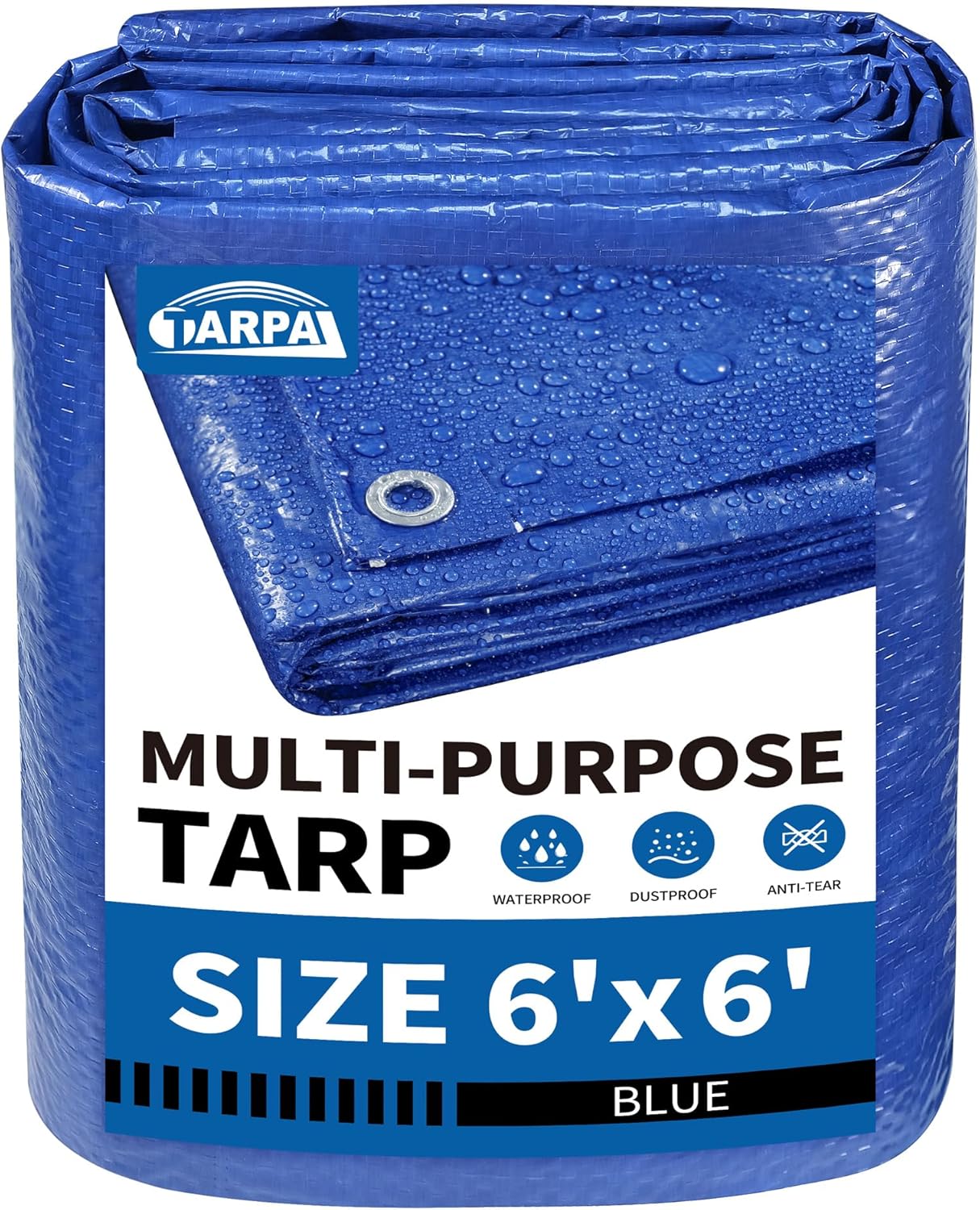 Cubierta lona azul 6x6ft impermeable polietileno multiusos