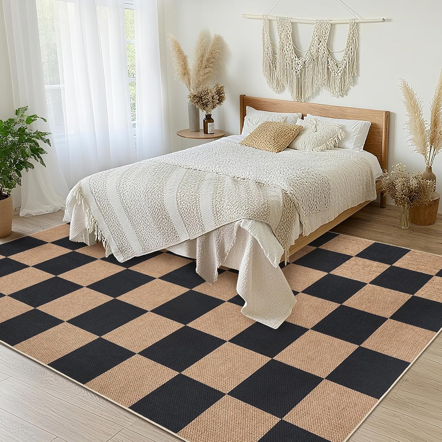 Alfombra lavable yute 6x9ft para sala dormitorio