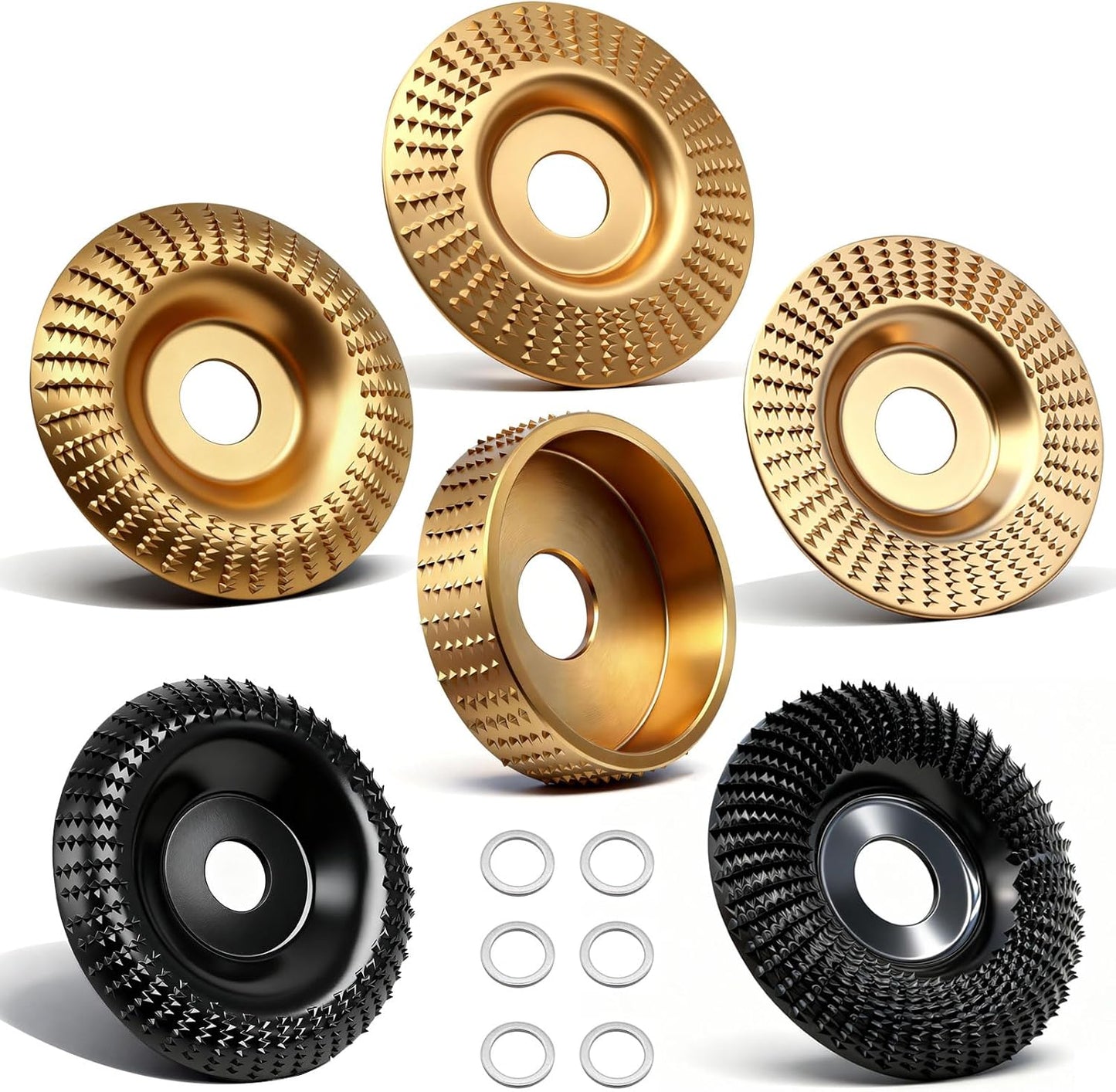 Set 6 Discos Tallado Madera Amoladora 4-4.5pulg Eje 5/8