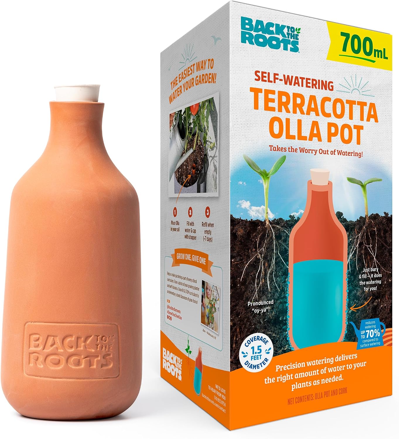 Maceta autorriego terracota 700ml 1 semana riego