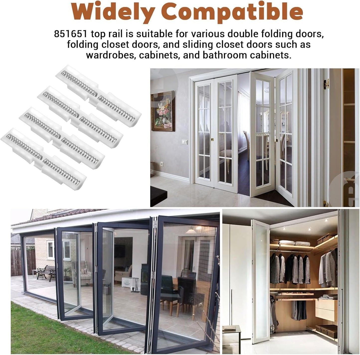 4 Guías deslizantes puertas plegables ABS blancas
