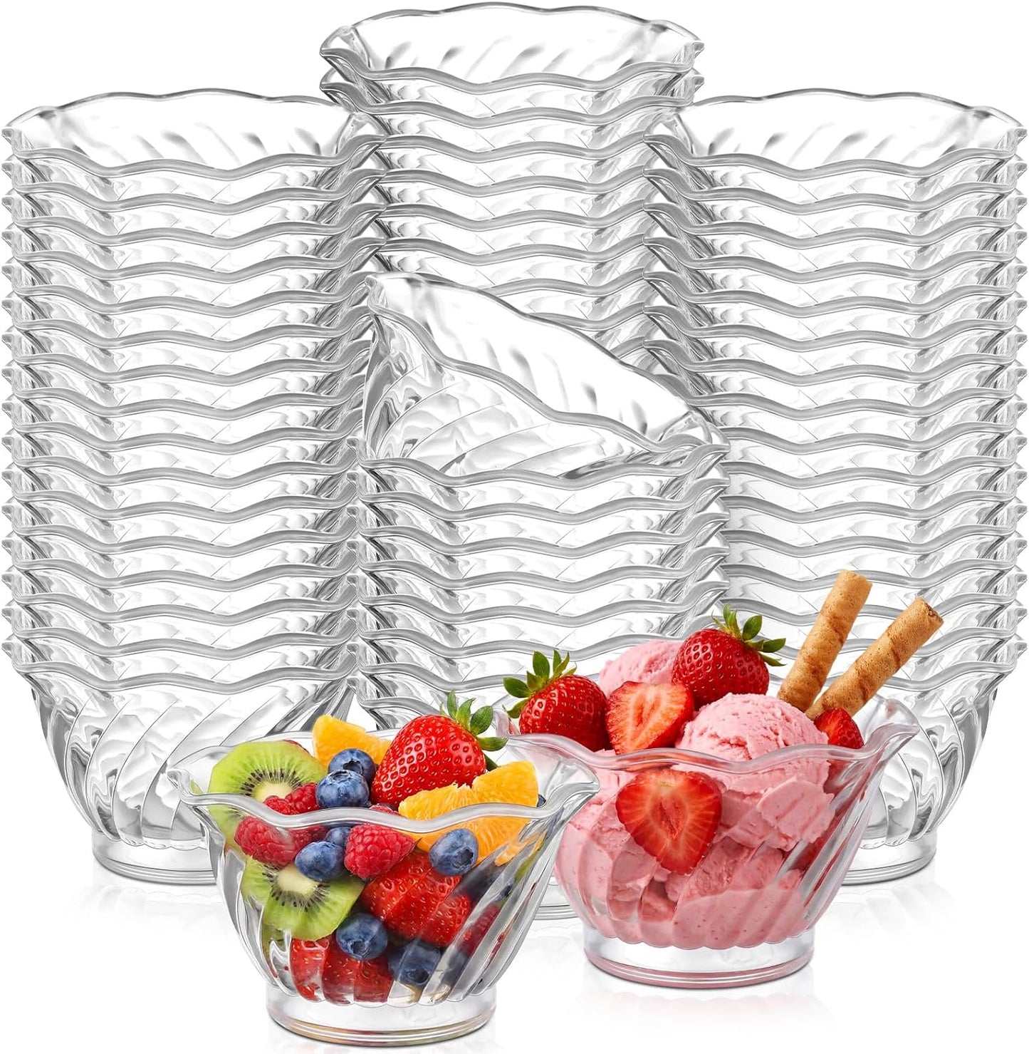 100 Tazas Plástico 6oz Transparentes para Degustación Helado Bufé