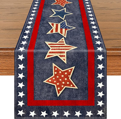 Camino mesa patriótico 72x13pulg estrellas rojas blancas azules