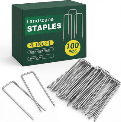 100 Grapas Paisaje 4pulg Estacas Jardín Galvanizadas Tipo U