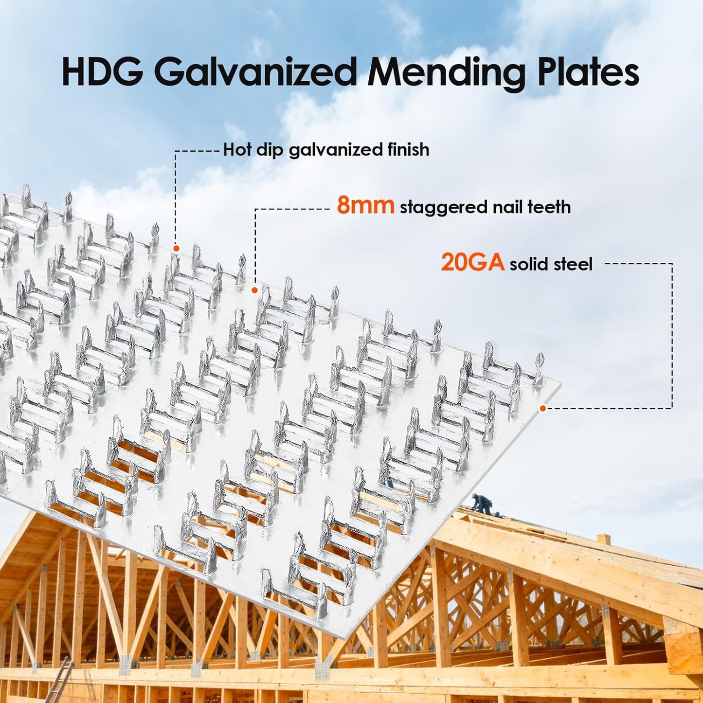 10 Placas Galvanizadas 4x6pulg Refuerzo Dientes Uñas