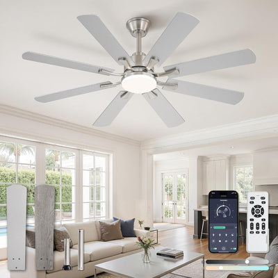 Ventilador techo 52pulg luz LED 20W control remoto 6 vel