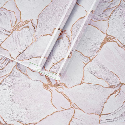 Papel tapiz mármol rosa y dorado brillante impermeable