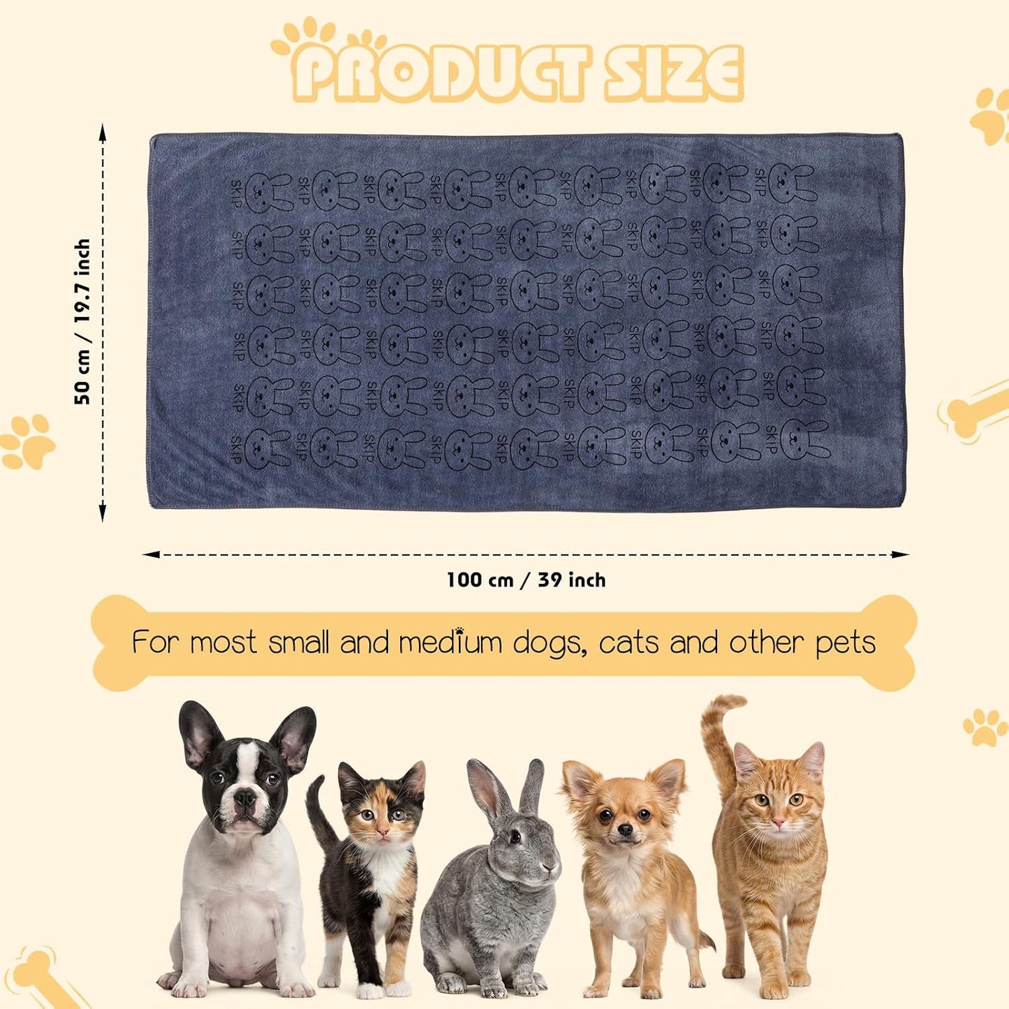 12 Toallas Microfibra para Mascotas 20x40pulg Absorbentes