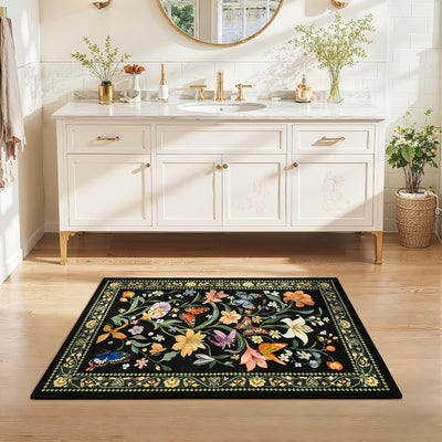 Alfombra antideslizante lavable 2x3pulg vintage suave pelo bajo